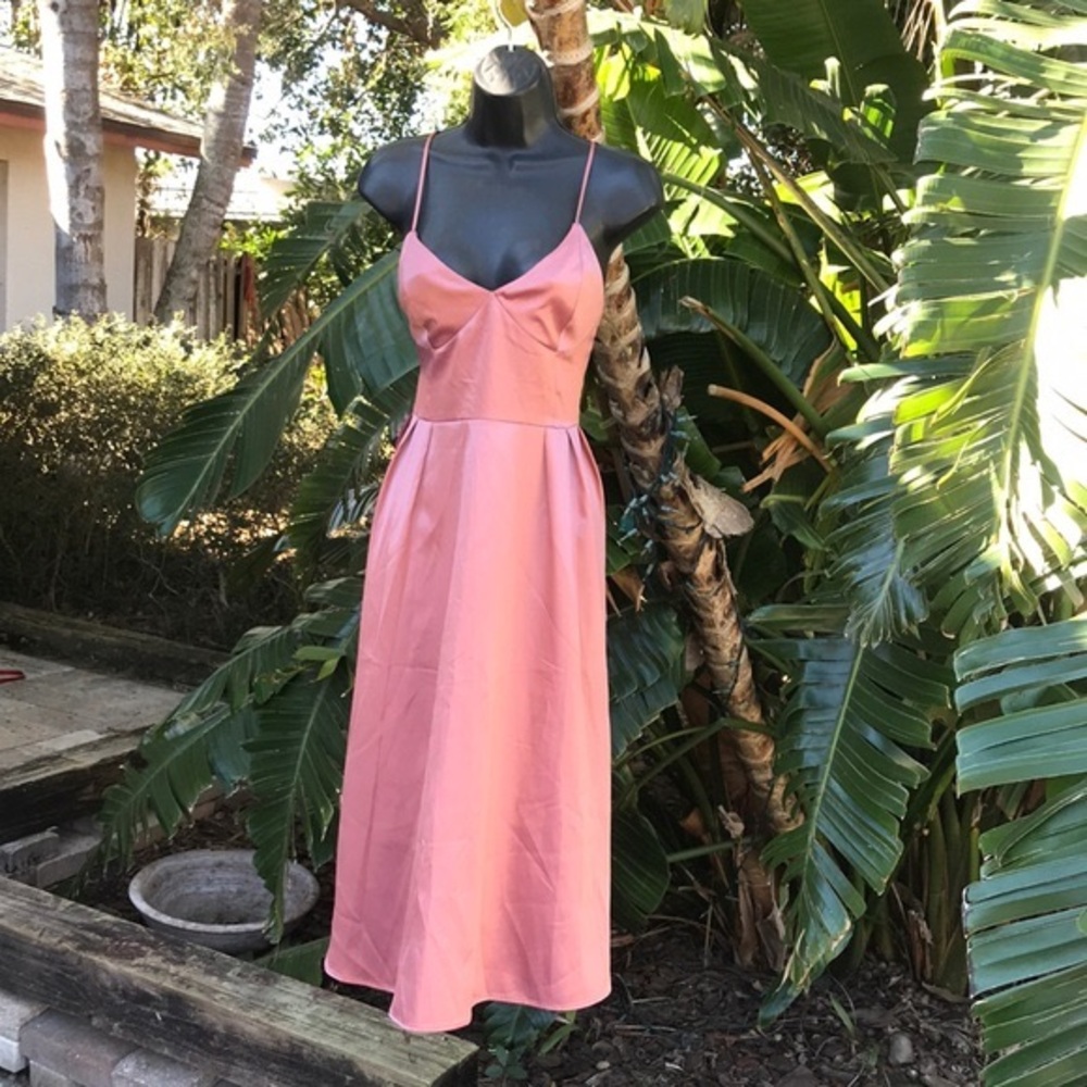 H&M satin slip dress with bow ribbon back